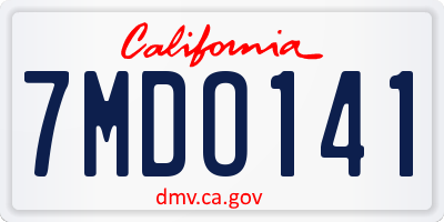 CA license plate 7MDO141