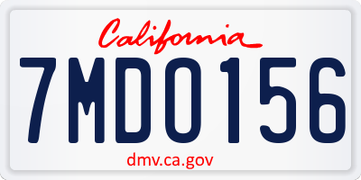 CA license plate 7MDO156