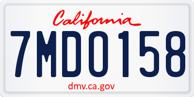 CA license plate 7MDO158