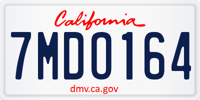 CA license plate 7MDO164