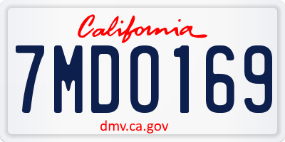 CA license plate 7MDO169