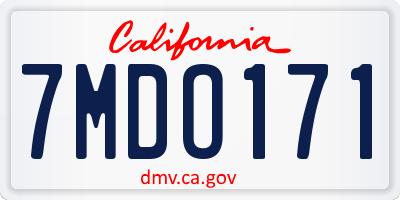 CA license plate 7MDO171