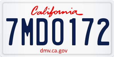 CA license plate 7MDO172