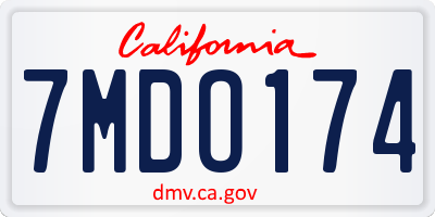CA license plate 7MDO174