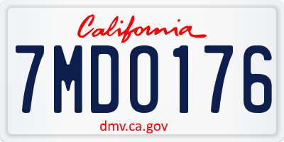 CA license plate 7MDO176