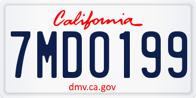 CA license plate 7MDO199