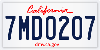 CA license plate 7MDO207