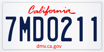CA license plate 7MDO211
