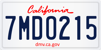 CA license plate 7MDO215