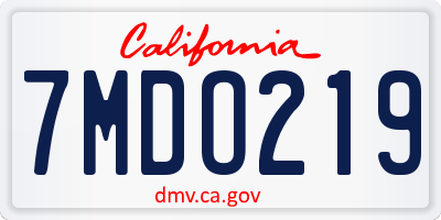 CA license plate 7MDO219