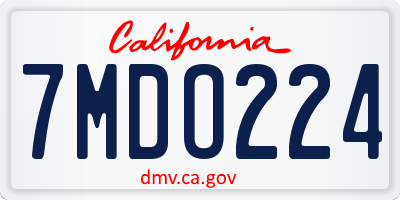 CA license plate 7MDO224