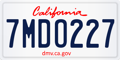 CA license plate 7MDO227