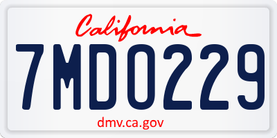 CA license plate 7MDO229