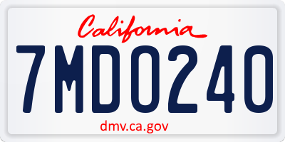 CA license plate 7MDO240