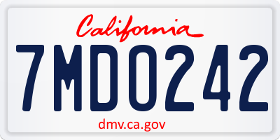 CA license plate 7MDO242