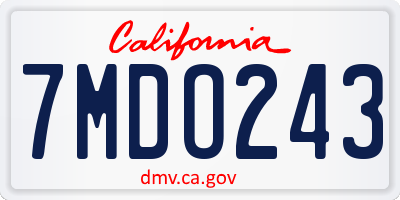 CA license plate 7MDO243
