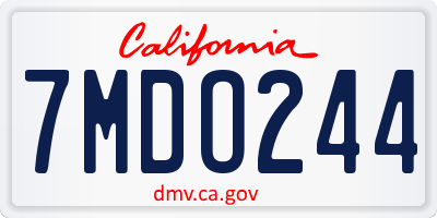 CA license plate 7MDO244