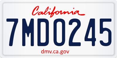 CA license plate 7MDO245