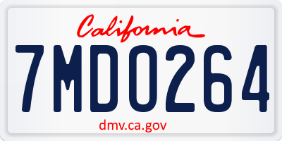 CA license plate 7MDO264