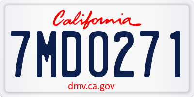 CA license plate 7MDO271