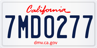 CA license plate 7MDO277