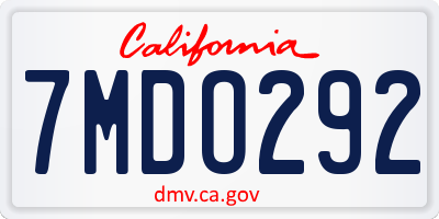 CA license plate 7MDO292