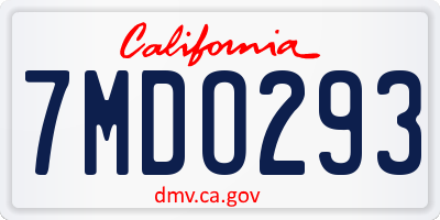 CA license plate 7MDO293