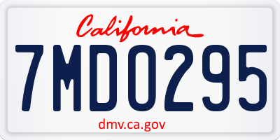 CA license plate 7MDO295