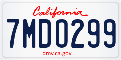 CA license plate 7MDO299
