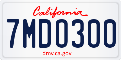 CA license plate 7MDO300