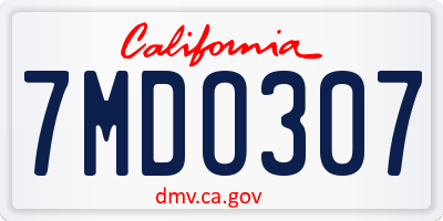 CA license plate 7MDO307