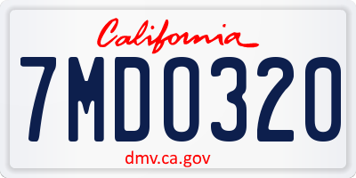 CA license plate 7MDO320