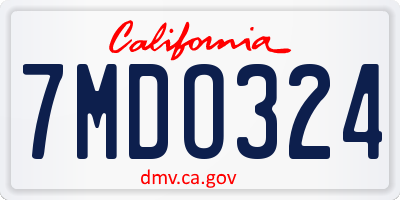 CA license plate 7MDO324