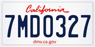 CA license plate 7MDO327