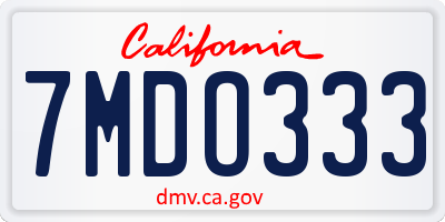 CA license plate 7MDO333