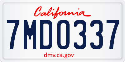 CA license plate 7MDO337