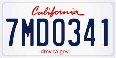 CA license plate 7MDO341