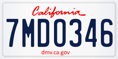 CA license plate 7MDO346