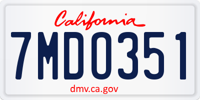 CA license plate 7MDO351