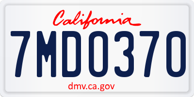 CA license plate 7MDO370