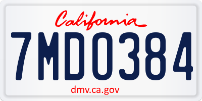 CA license plate 7MDO384