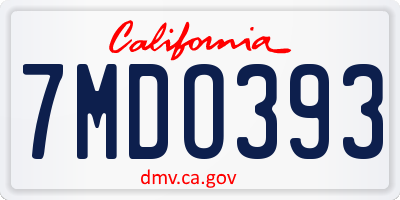 CA license plate 7MDO393