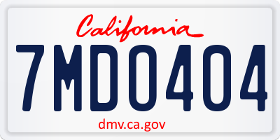 CA license plate 7MDO404