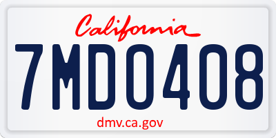 CA license plate 7MDO408