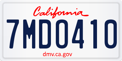 CA license plate 7MDO410