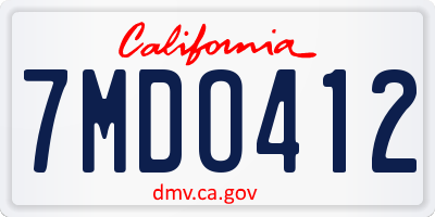 CA license plate 7MDO412