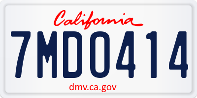 CA license plate 7MDO414