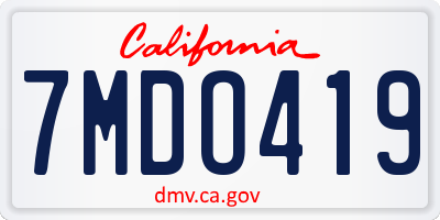 CA license plate 7MDO419