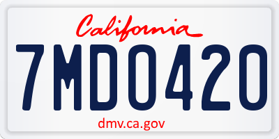 CA license plate 7MDO420