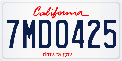 CA license plate 7MDO425